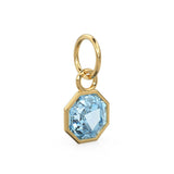 7mm 14k Yellow Solid Gold Blue Aquamarine Charm Pendant Bezel Jewelry Finding