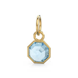 7mm 14k Yellow Solid Gold Blue Aquamarine Charm Pendant Bezel Jewelry Finding