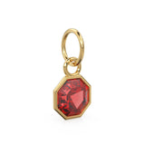 7mm 14k Yellow Solid Gold Yellow Red Garnet Charm Pendant Bezel Jewelry Finding