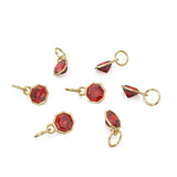7mm 14k Yellow Solid Gold Yellow Red Garnet Charm Pendant Bezel Jewelry Finding