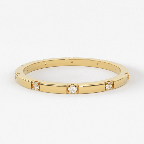 Stacking Ring / 14k Gold Diamond Wedding Band / Diamond Ring / Eternity Band / Stackable Ring / Gold Ring / Thin Gold Ring / Bridal Jewelry