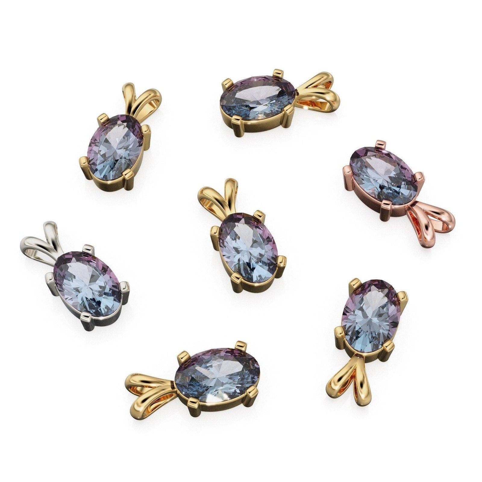 Alexandrite Charm, 18k Solid Gold Charm, Handmade Gold Charm, Bicolor Alexandrite Gemstone Pendant Necklace, June Birthstone Charm