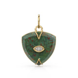 Antique 14k Gold and Carved Banded Bloodstone Signet Charms / 18k Gold Gemstone Shield Gemstone Pendant / Vintage Signet Gemstone Necklace