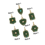 Antique 14k Gold and Carved Banded Bloodstone Signet Charms / 18k Gold Gemstone Shield Gemstone Pendant / Vintage Signet Gemstone Necklace