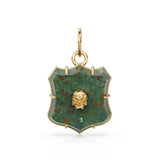 Antique 14k Gold and Carved Banded Bloodstone Signet Charms / 18k Gold Gemstone Shield Gemstone Pendant / Vintage Signet Gemstone Necklace